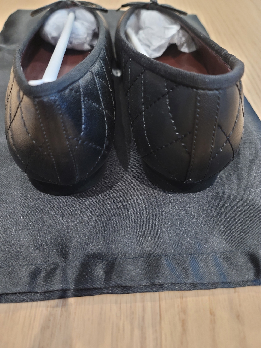 Women’s Black Quilted Leather Ballet Flats - Picture 9 of 10